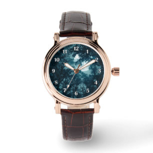 Montre Forêt nocturne enchanteresse avec Pleine lune chif