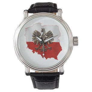 Montre Forme de la Pologne avec les couleurs polonaises