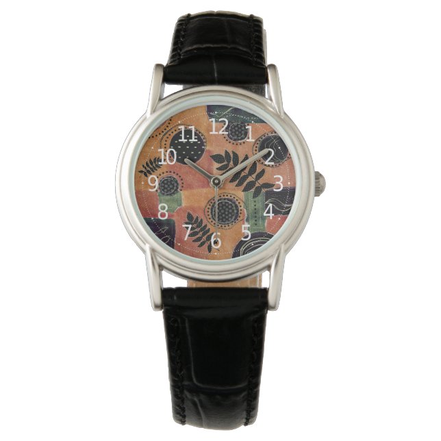 Montre Formes et Feuilles de cercles géométriques Abstrai (devant)