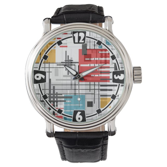 Montre formes géométriques modernes Abstraites rayées (devant)