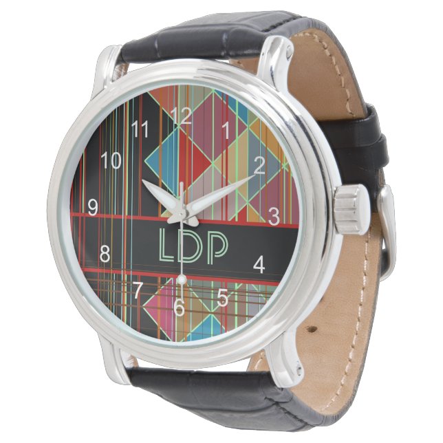 Montre Formes triangulaires triangulaires avec initiales  (Incliné)