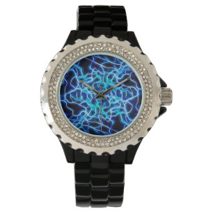 Montre Foudre bleue au néon électrique de bobine de Tes