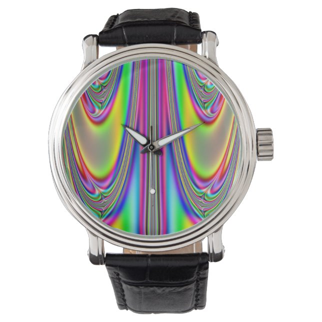 Montre fractale arc-en-ciel fondu (devant)