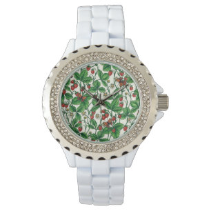 Montre Fraises sauvages sur blanc