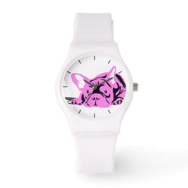 Montre Français Bulldog Pet rose (Recto)