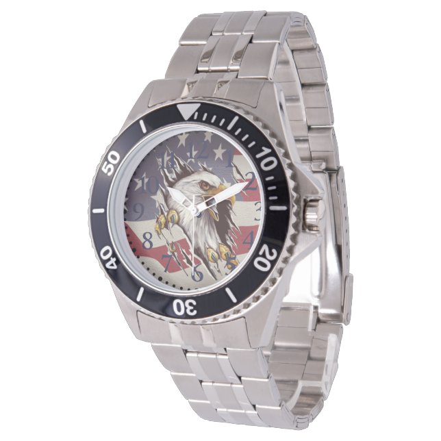 Montre Freedom Bald Eagle American Flag Watch (Incliné)