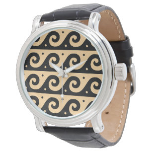 Montre Fret grec, Motif d'onde méditerranéen, Brown