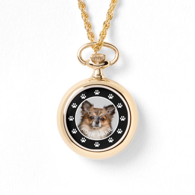 Montre Fun Chien Photo Nom de l'animal Empreintes de patt (Recto)