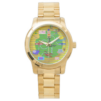 Montre Fun Festif Blue Red Aviation Plane sur des anneaux
