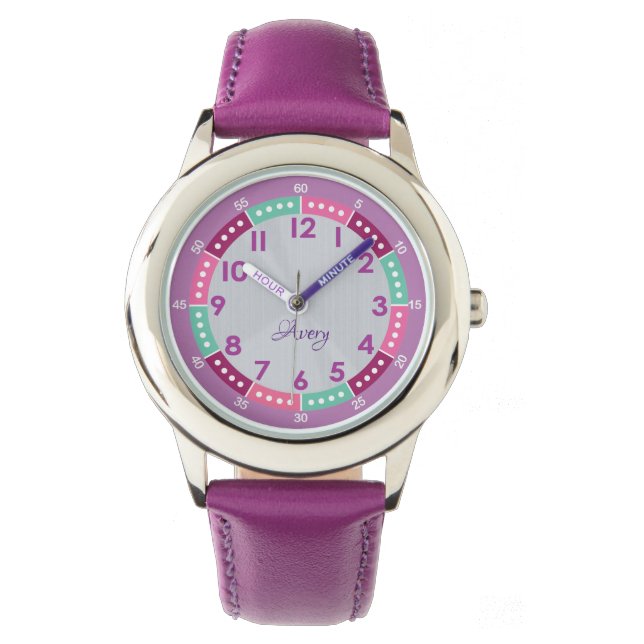 Montre Fun Purple Personnaliser Les Enfants Apprendre À D (devant)