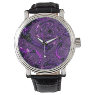 Montre Funky Bold Boho Purple Digital Abstrait Fractal