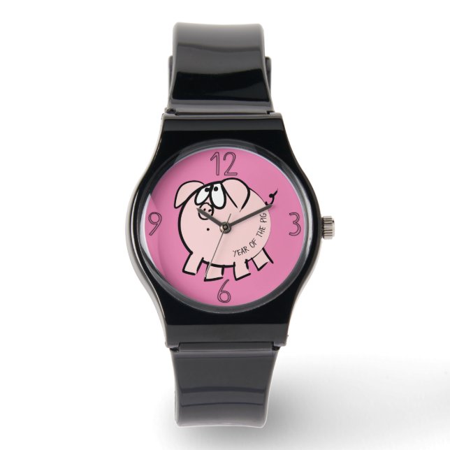 Montre Funny 4 Dessin Illustration Cochon Année Anniversa (Recto)