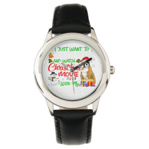 Montre Funny Boxer Santa Hat Xmas Pet Lover idées cadeaux