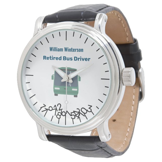 Montre Funny Retraité Nom du conducteur de bus Jumble Num (Incliné)