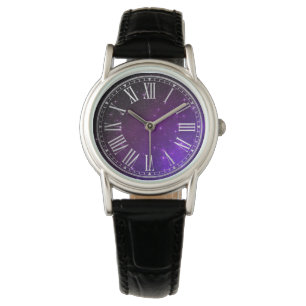 Montre Galaxie Dégradé Crépuscule Étoiles Violet Foncé