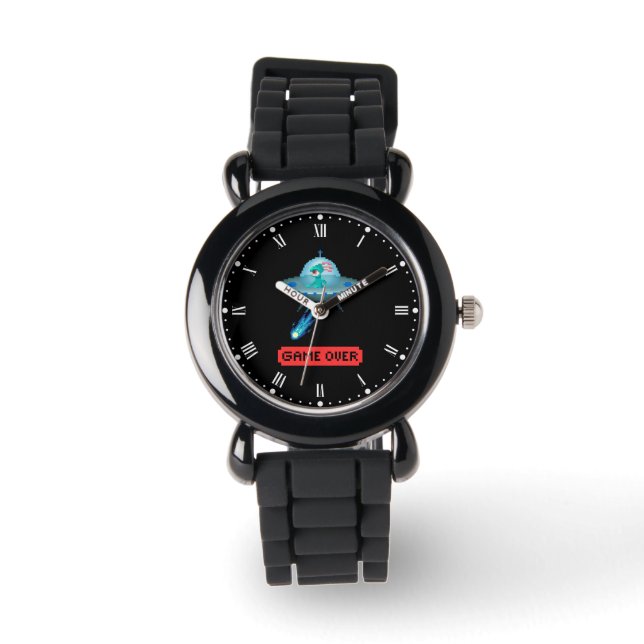 Montre "Game Over" Alien volant un vaisseau spatial OVNI, (Recto)