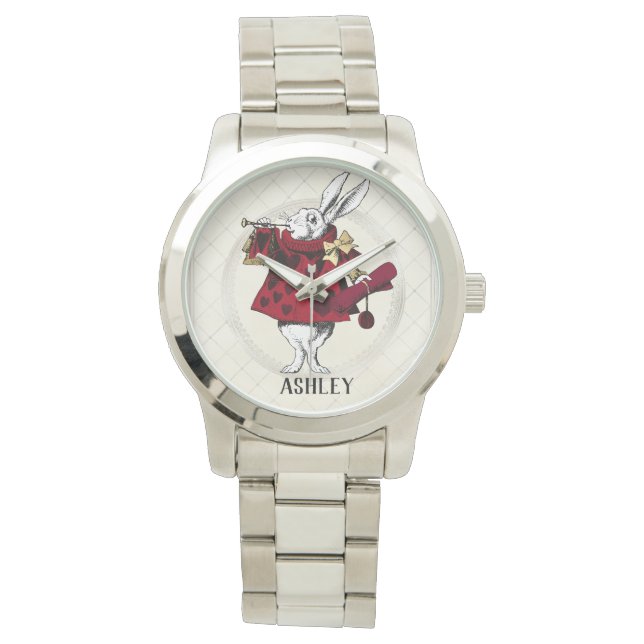 Montre Garbe blanc lapin Queens personnalisé (devant)