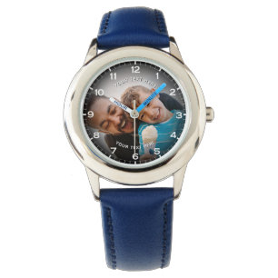 Montre Garçon avec photo personnalisée moderne et texte p