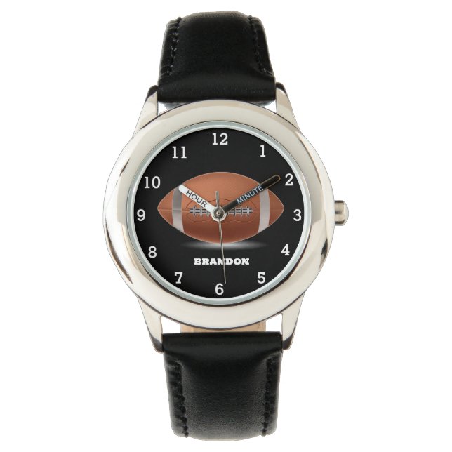 Montre Garçons American Football Ball Black Nom Enfants (devant)