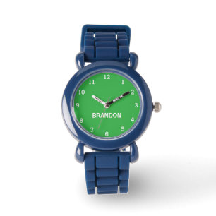 Montre Garçons Cool Moderne Vert Élégant Nom Personnalisé