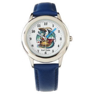 Montre Garçons cool Pirate dragon ajouter un nom 