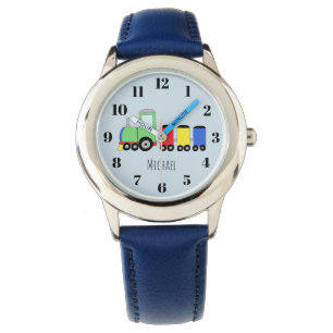 Montre Garçons Cute Blue Train avec nom Enfants