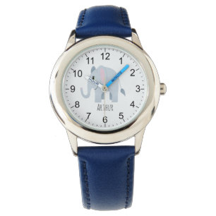 Montre Garçons Eléphant Bleu et nom Enfants