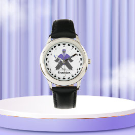 Montre Garçons Joueurs de hockey sur glace violet Nom Hiv