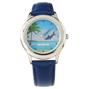 Montre Garçons Requin Océan Poisson Cute Tropical Bleu En