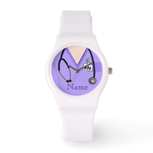Montre Garde infirmière Scrub Top Stethoscope violet (Recto)