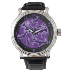 Montre Garde-poignet de chauves-souris de nuit violet