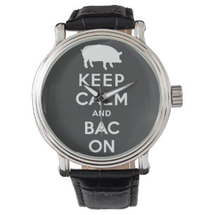 Montre Gardez le calme et le lard/blanc