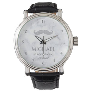 Montre Garin de marié personnalisé en marbre blanc