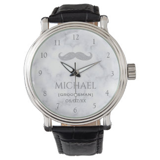 Montre Garin de marié personnalisé en marbre blanc