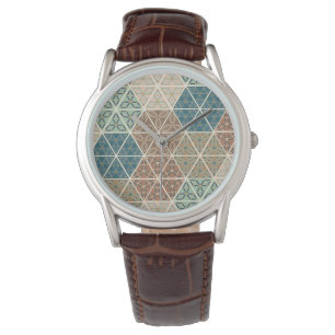 Montre Geo extérieur XI motif tribal bleu et vert de