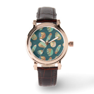 Montre Geo extérieur XII motif géométrique bleu et ver