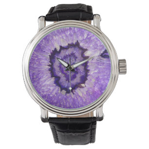 Montre Géode d'agate violet tombé