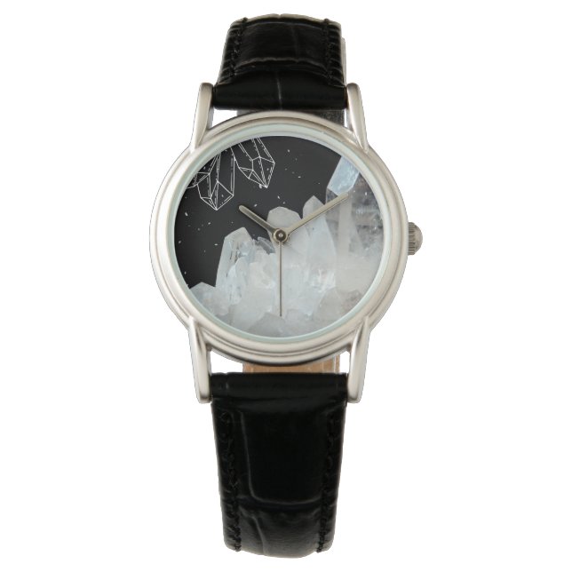 Montre Géode de cristal quartz blanc Géode Pierre naturel (devant)
