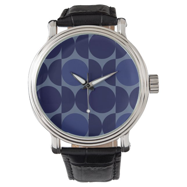 Montre Géométrique bleu rétro (devant)