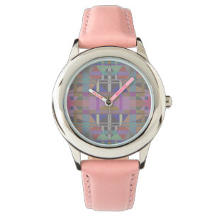 Montre Géométrique vert violet rose