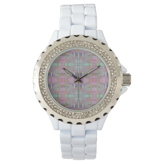 Montre Géométrique vert violet rose (devant)