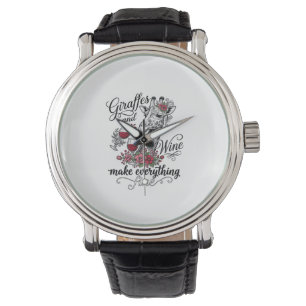 Montre Girafes Et Vin Dessin De T-Shirt Gravure Vintage_1