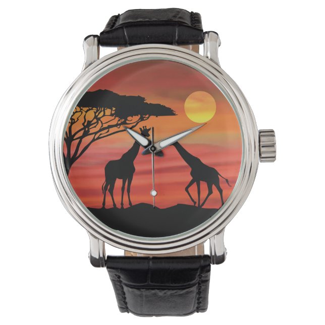 Montre Giraffes mignonnes dans le Serengeti (devant)