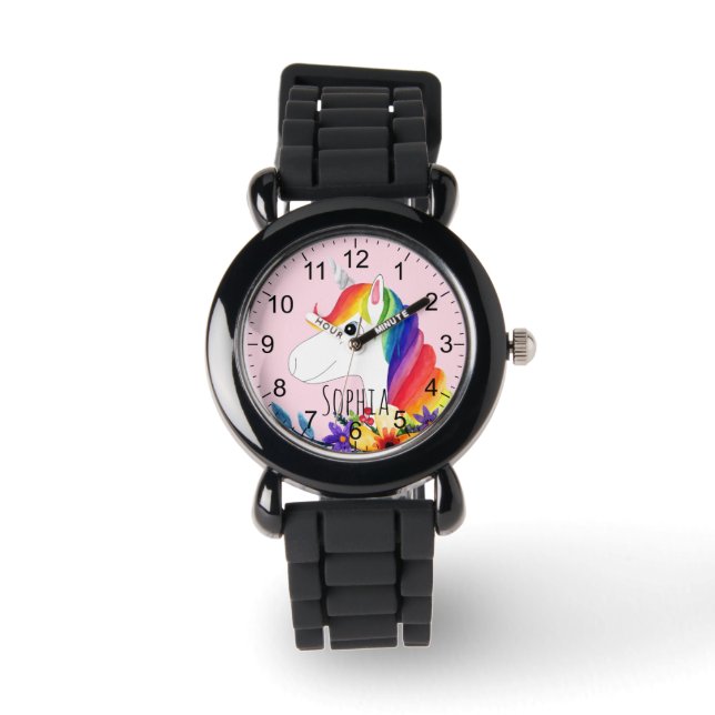 Montre Girls mignonne Magical Rainbow Unicorn et nom Enfa (Recto)