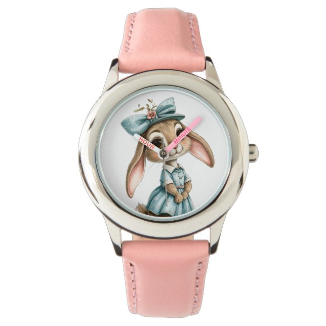 Montre Girly Rabbit in a blue dress (devant)