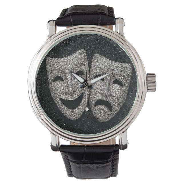 Montre Glittery Comedy & Tragedy Drama Mask (devant)