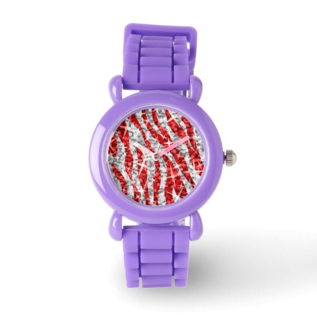 Montre Glitz Zebra Rouge (Recto)