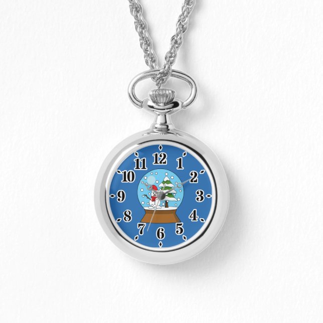 Montre Globe de neige avec Snowman et Pine Tree (Recto)