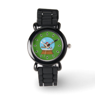 Montre Globe de neige avec un moineau mignon jouant au so