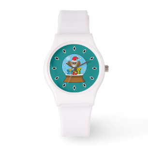 Montre Globe des neiges avec Chouette du Père Noël